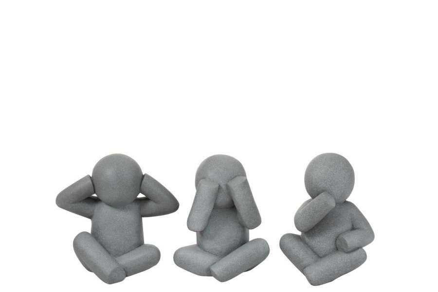 P'TIT MAURICE SEE/HEAR/SPEAK MAGNESIUM GREY SMALL ASSORTMENT OF 3