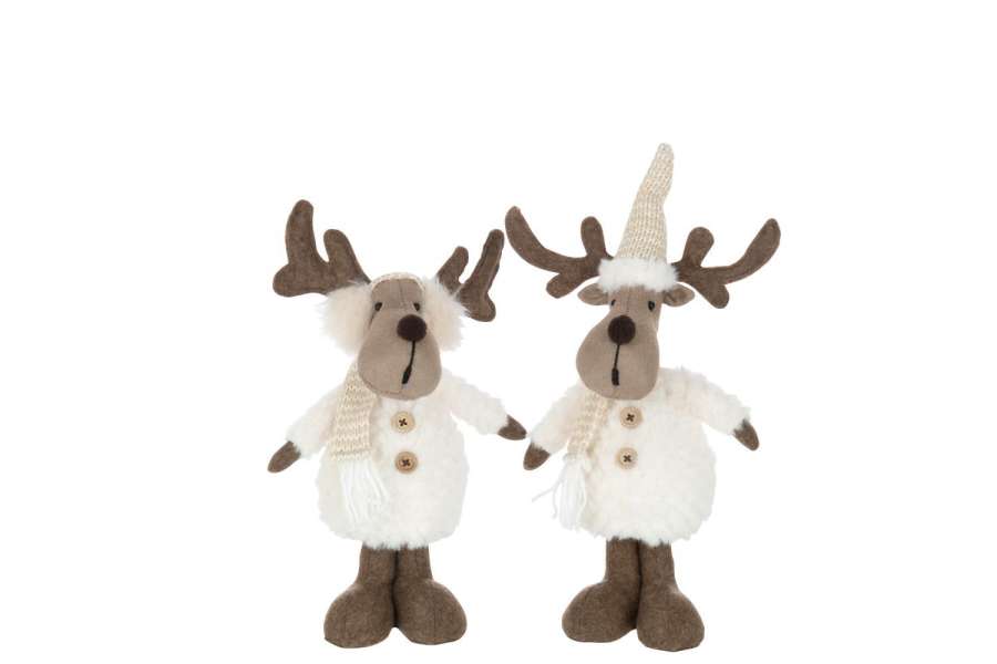 REINDEER SCARF TEXTILE BEIGE/BROWN SMALL ASSORTMENT OF 2