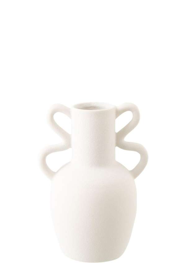 VASE 2 HANDLES STONEWARE WHITE LARGE