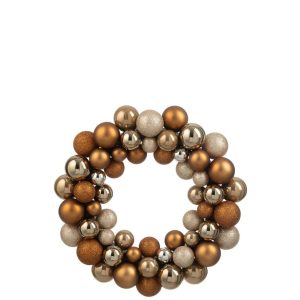 WREATH CHRISTMAS BAUBLES PLASTIC BROWN