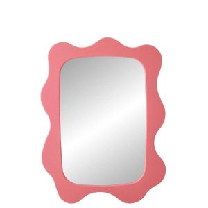 WALL MIRROR WAVES MDF DARK PINK