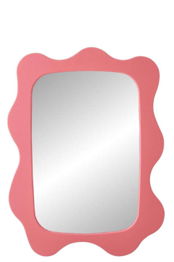 WALL MIRROR WAVES MDF DARK PINK