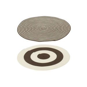 RUG ROUND STRIPED POLYESTER DARK BROWN/WHITE ASSORTMENT OF 2