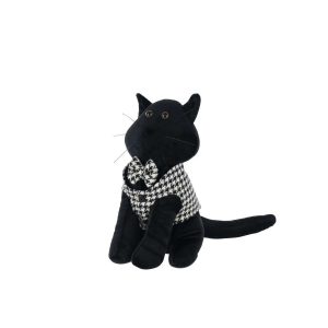 DOORSTOP CAT PIED-DE-POULE POLYESTER BLACK/WHITE