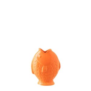 VASE FISH WIDE STONEWARE ORANGE