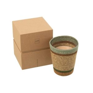 SCENTED CANDLE BASKET WAX BEIGE/BLUE LARGE-75HOURS