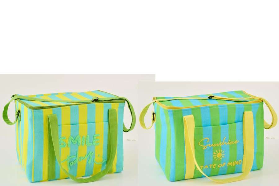 LUNCH BAG SUNSHINE/SMILE STRIPED COTTON MULTI ASSORTMENT OF 2