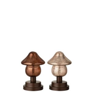 MUSHROOM LED ON BASE GLASS BROWN/CHAMPAGNE COLORED LARGE ASSORTMENT OF 2