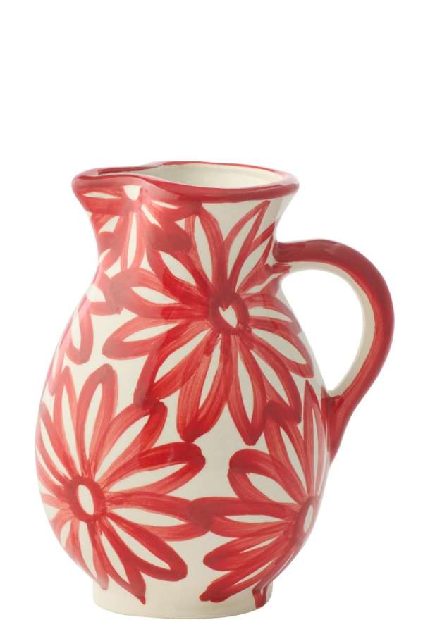 PITCHER FLOWERS CERAMIC RED