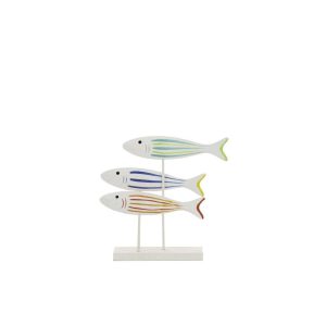 FISH ON BASE FISH STRIPED MDF/BAMBOO MULTICOLORED SMALL