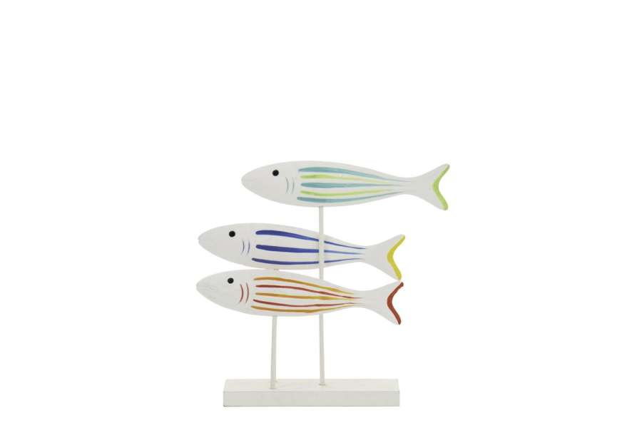 FISH ON BASE FISH STRIPED MDF/BAMBOO MULTICOLORED SMALL