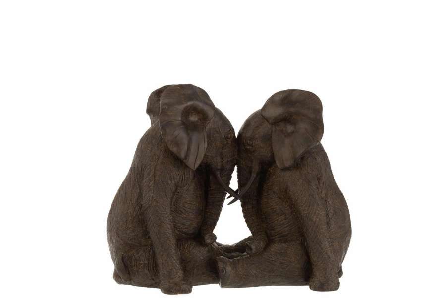 COUPLE ELEPHANT POLY DARK BROWN LARGE