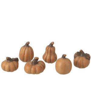 BOX OF 6 PUMPKINS PORCELAIN BROWN