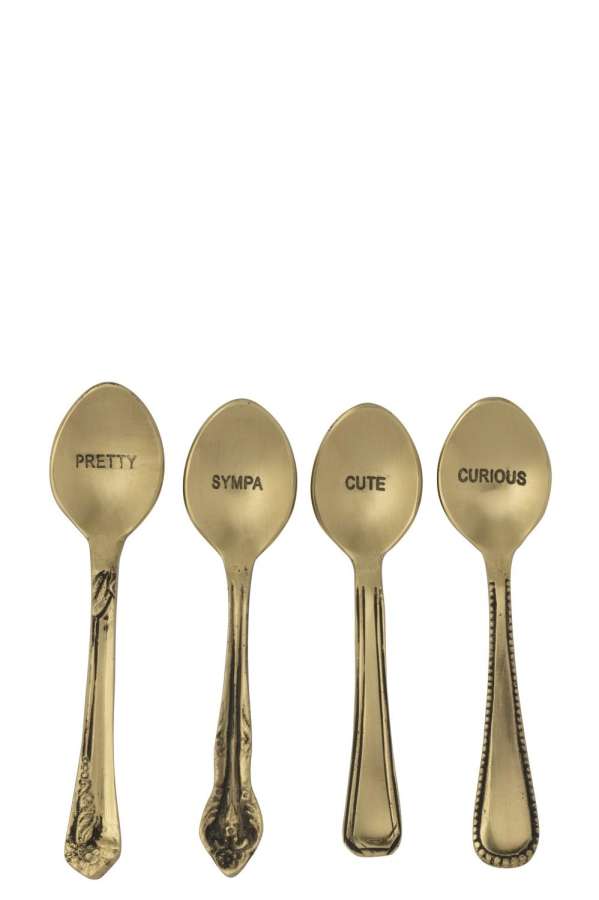 BOX OF 4 SPOON BRASS GOLD COLORED