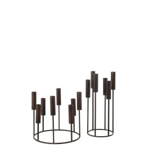 SET OF 2 CANDLEHOLDERS PIERRE IRON BLACK