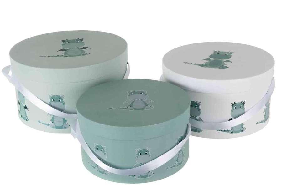 SET OF 3 BOXES DRAGON PAPER WHITE/MINT