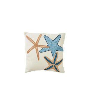 CUSHION STARFISH COTTON WHITE/BLUE
