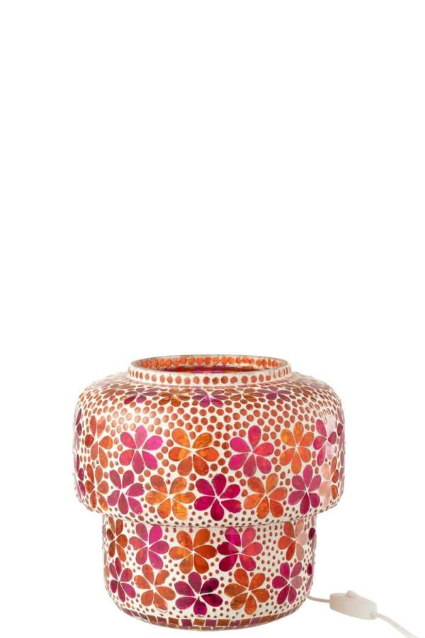 TABLE LAMP MOSAIC GLASS DARK PINK/ORANGE MEDIUM