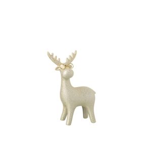 REINDEER 4 LEGS  +  GLASSES PORCELAIN GOLD COLORED SMALL