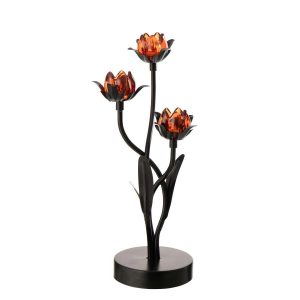 TABLE LAMP LED FLOWER IRON BLACK/ORANGE LARGE