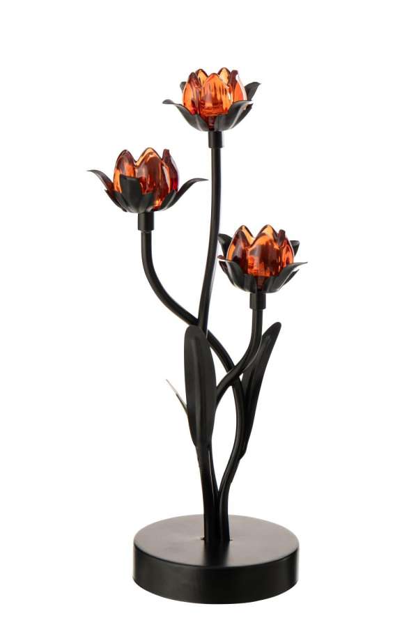 TABLE LAMP LED FLOWER IRON BLACK/ORANGE LARGE