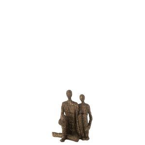 COUPLE SITTING HUG RESIN BROWN/GOLD