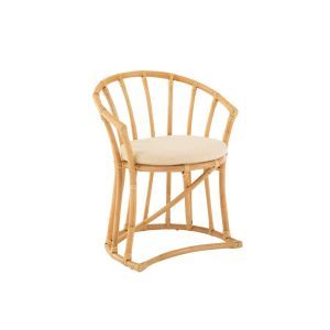 CHAIR+CUSHION RATTAN/TEXTILE NATURAL/WHITE
