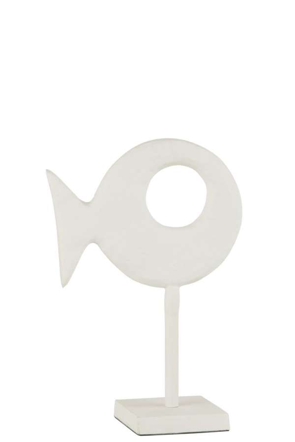 FIGURE FISH ON FOOT ALUMINIUM WHITE SMALL