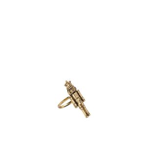 BOX 4 NAPKIN RING NUTCRACKER IRON GOLD COLORED
