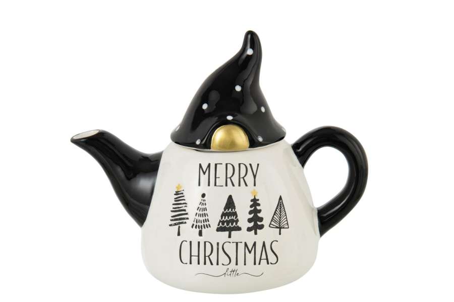 TEAPOT CHRISTMAS DOLOMITE BLACK/WHITE