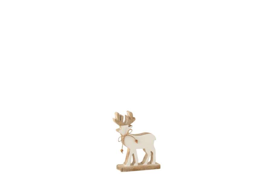 REINDEER ON FOOT MANGO WOOD WHITE/WHITE WASH SMALL
