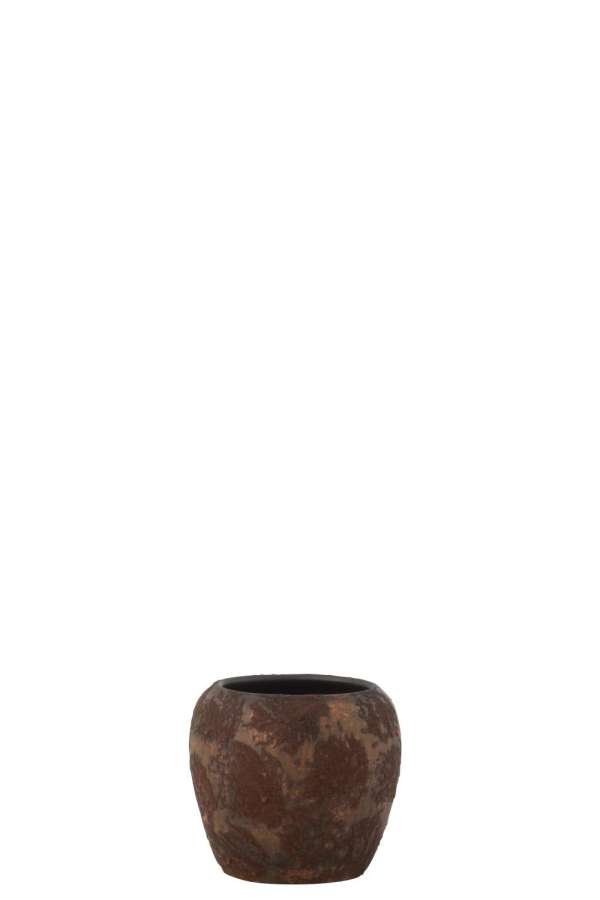 FLOWERPOT ROUND TERRABROWN/RUST MEDIUM