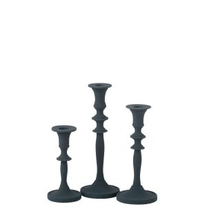 SET OF 3 CANDLE HOLDERS CLASSIC ALUMINIUM BLUE