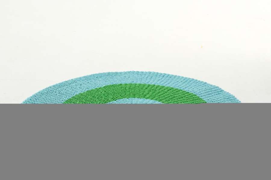 RUG STRIPED RAFFIA LIGHT BLUE/GREEN