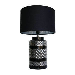 Lampe Base Sort/Sølv/Riller 20X20X43Cm