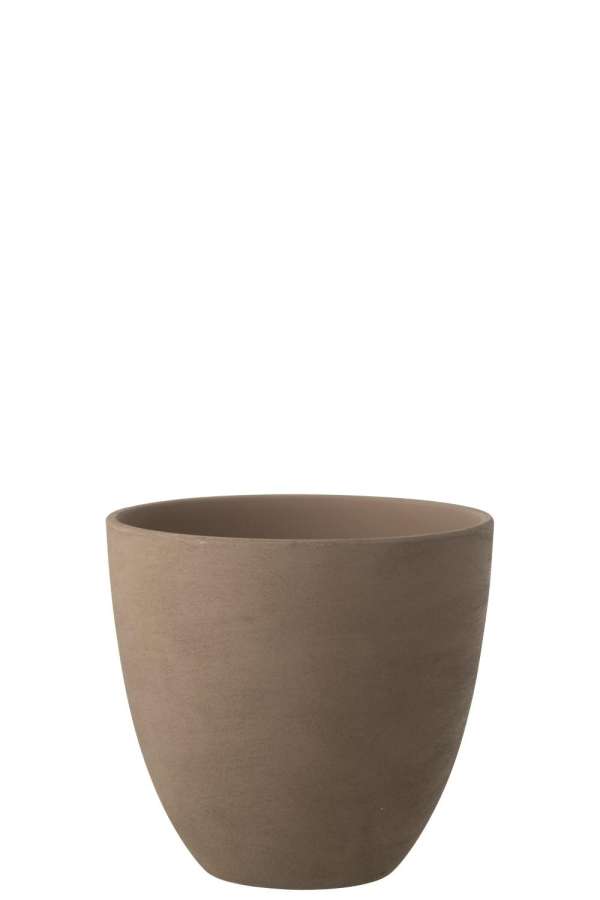 FLOWERPOT ROUND POTTERY TAUPE LARGE