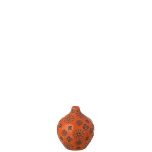 VASE BILLY PORCELAIN ORANGE/BLACK SMALL