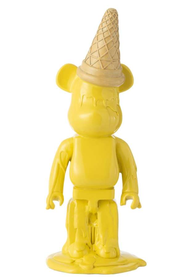 BEAR ICE CREAM CONE RESIN YELLOW