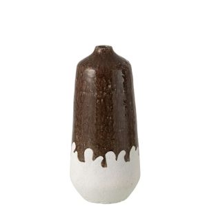 VASE 2 PARTS CLAY WHITE/DARK BROWN SMALL