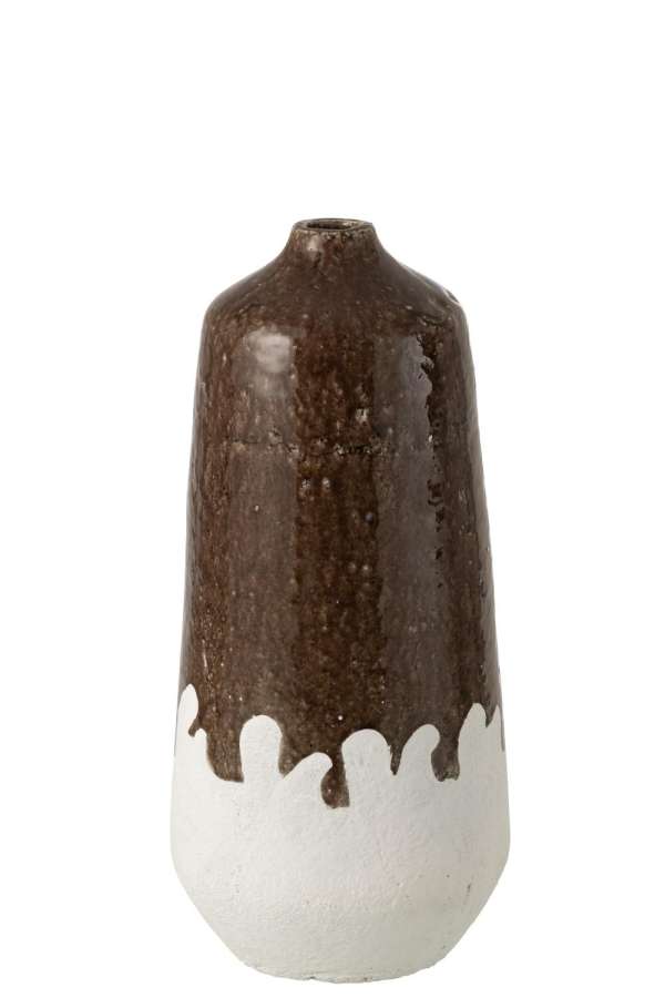 VASE 2 PARTS CLAY WHITE/DARK BROWN SMALL