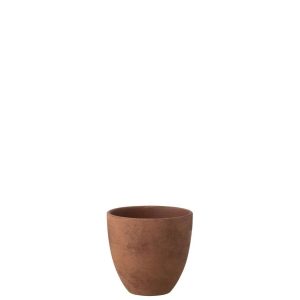 FLOWERPOT ROUND POTTERY RUST BROWN MEDIUM