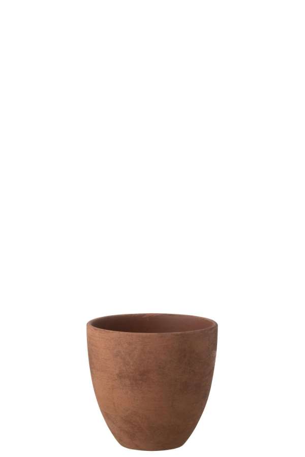 FLOWERPOT ROUND POTTERY RUST BROWN MEDIUM