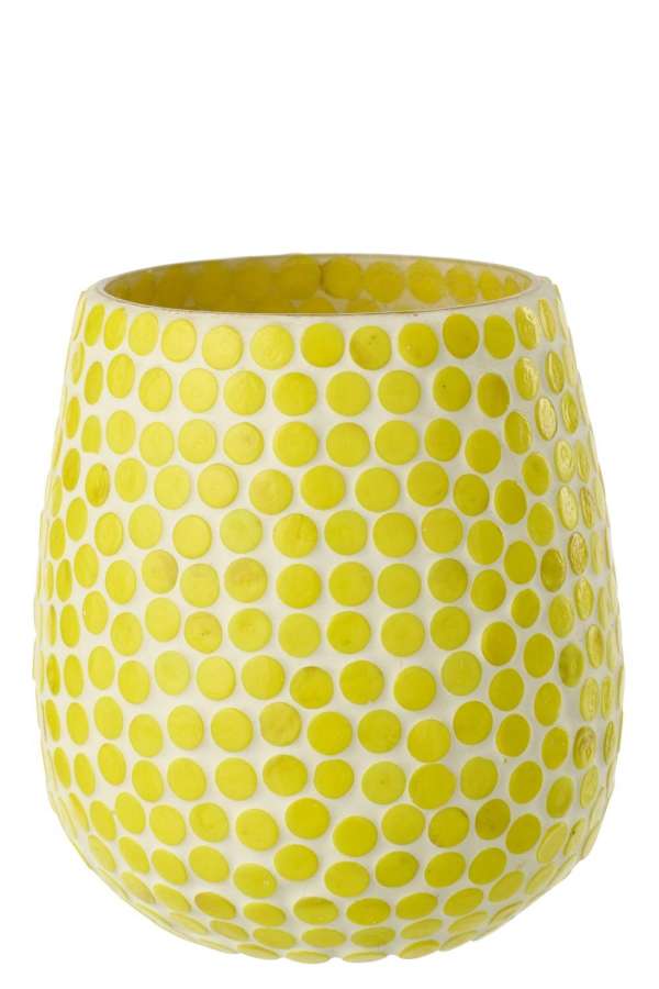 CANDLE HOLDER MOSAIC GLASS YELLOW LARGE