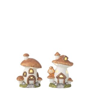 MUSHROOM HOUSE LED PORCELAIN MIX ASSORTMENT OF 2