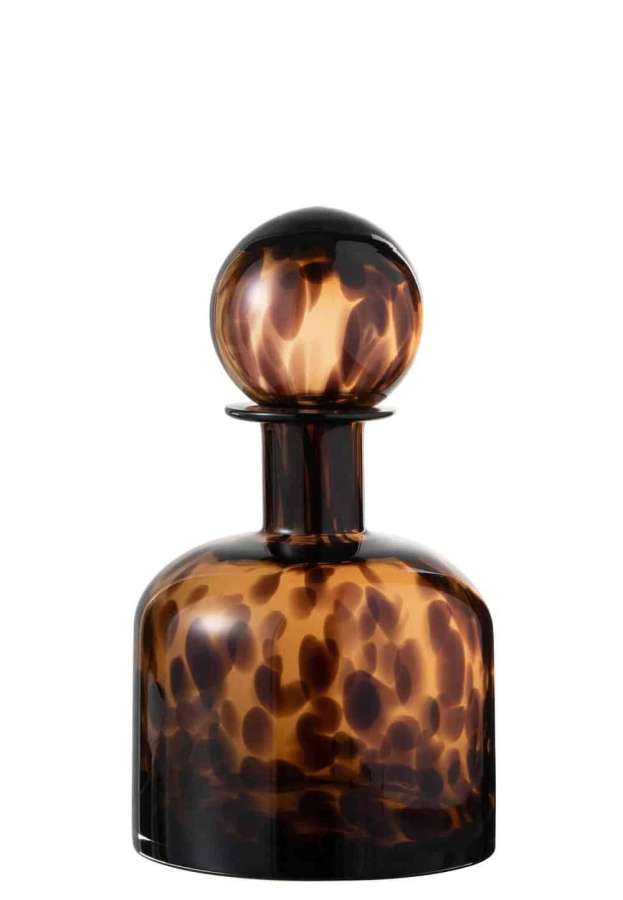 BOTTLE+STOP SPECK DECORATIVE GLASS BROWN/BLACK SMALL