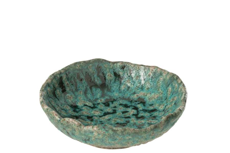 TRAY DECORATIVE NAGA CERAMIC AZUR/BROWN MEDIUM