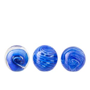 PAPERWEIGHT BALL GLASS BLUE SMALL ASSORTMENT OF 3