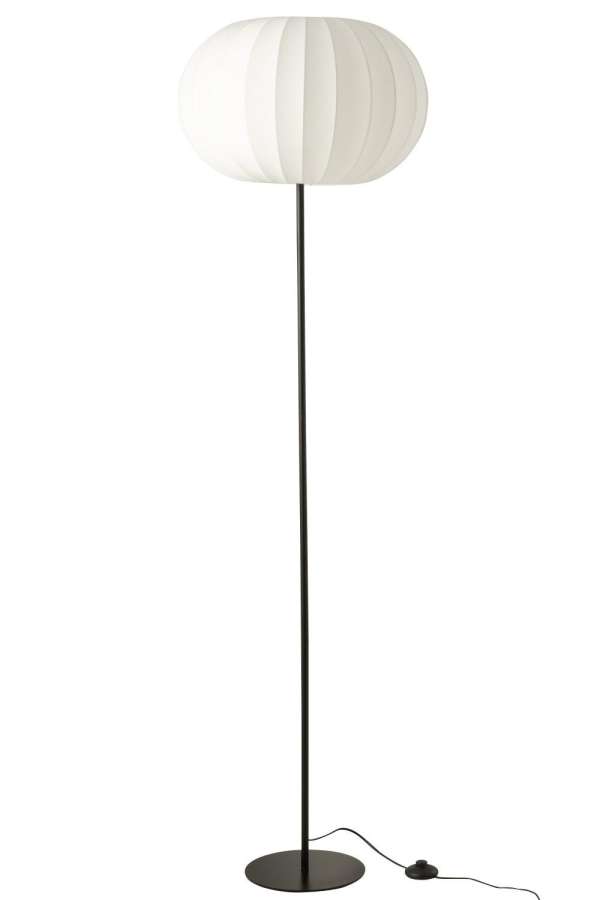 FLOOR LAMP LANTERN METAL/TEXTILE WHITE LARGE