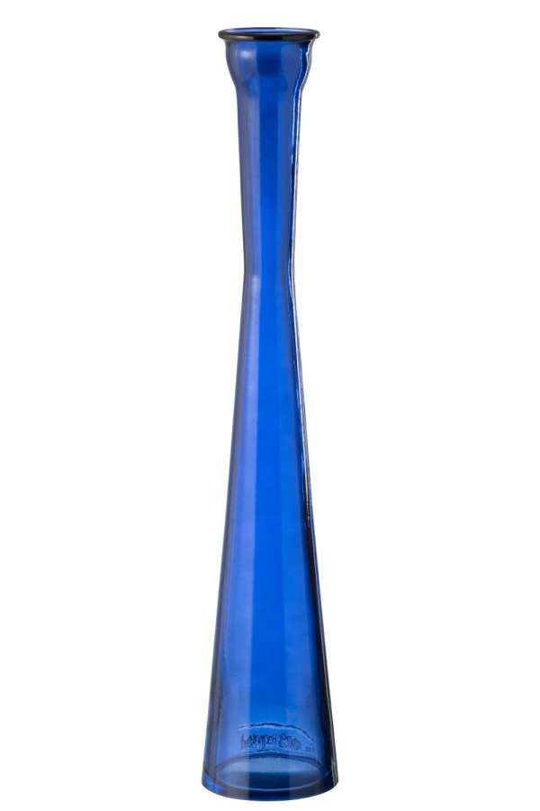 VASE TUBE GLASS BLUE