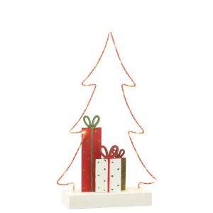 CHRISTMAS TREE+GIFTS LED WHITE/RED/GREEN LARGE